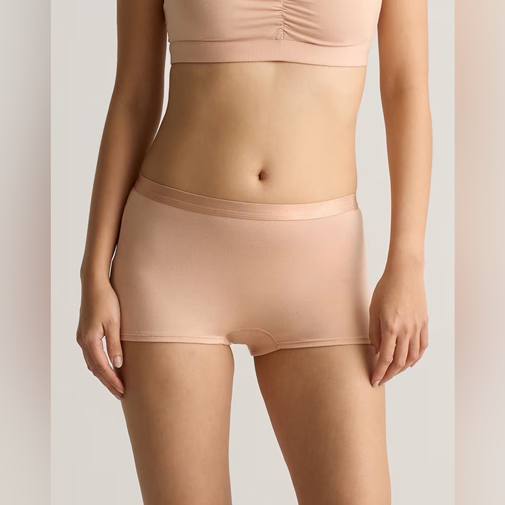 New Quince Women's Micromodal Boyshort Underwear Warm Sand Nude 6-Pack Sz L
